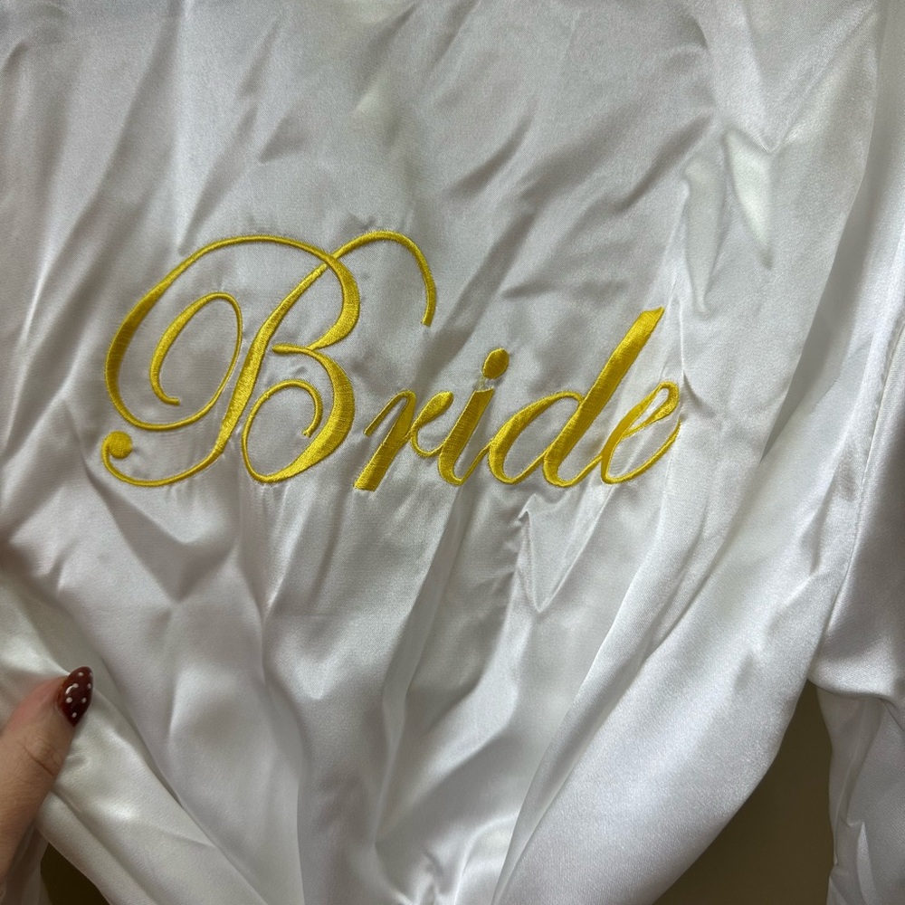 White Satin Bride Robe - Picture 3 of 3